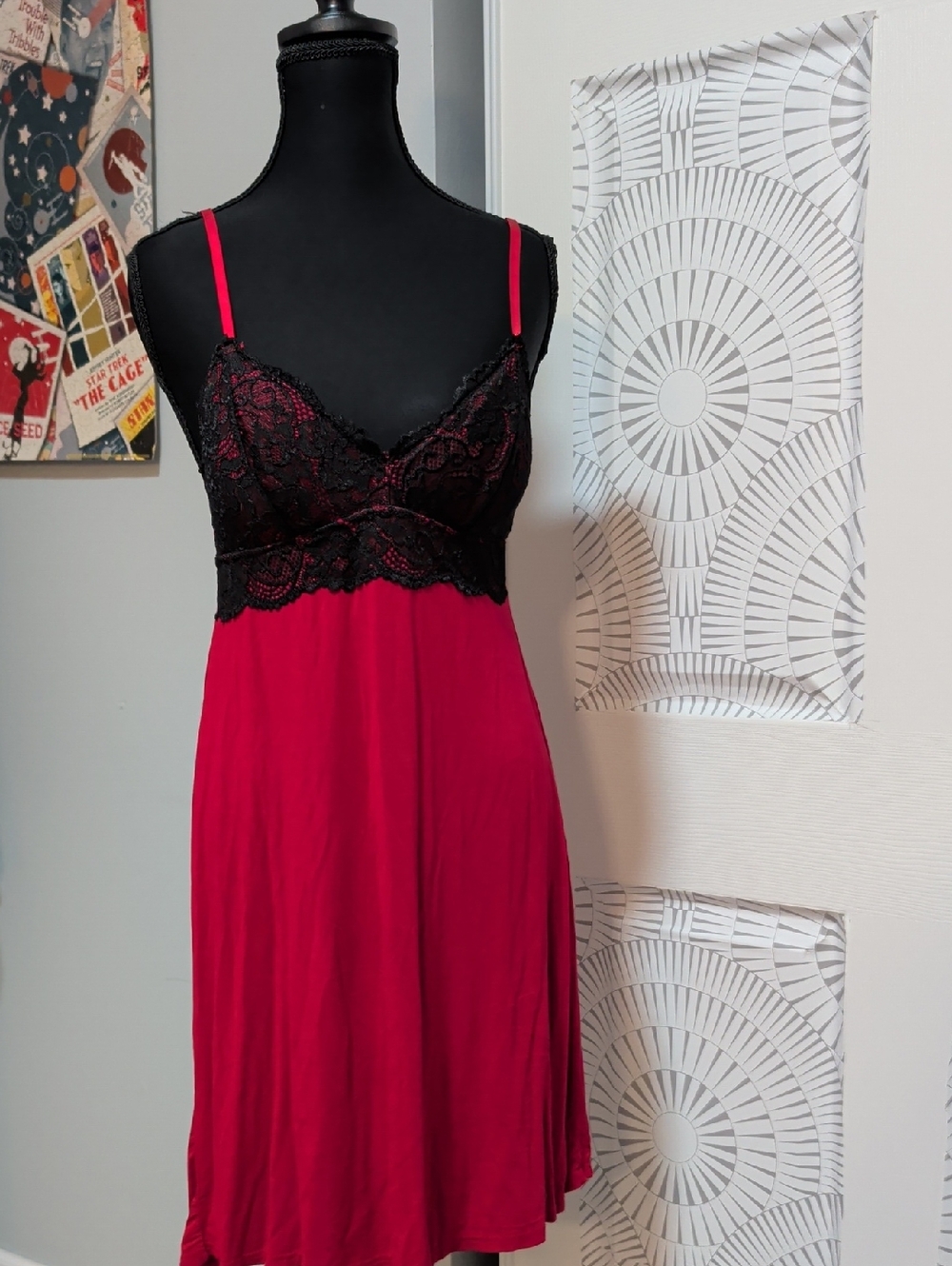 Women’s Lace-Top Red Chemise